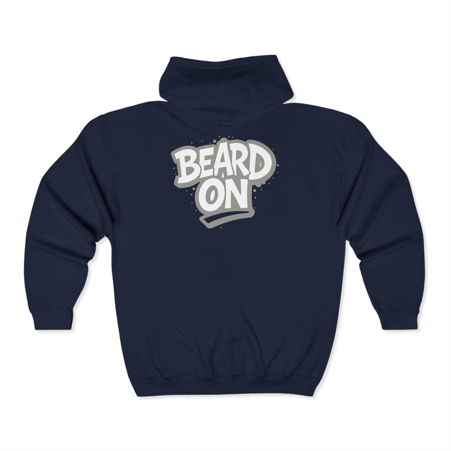Beard On Hoodie | Unisex Full Zip Sweatshirt | Cozy Gift | Casual Wear | Perfect for Bearded Friends & Holidays